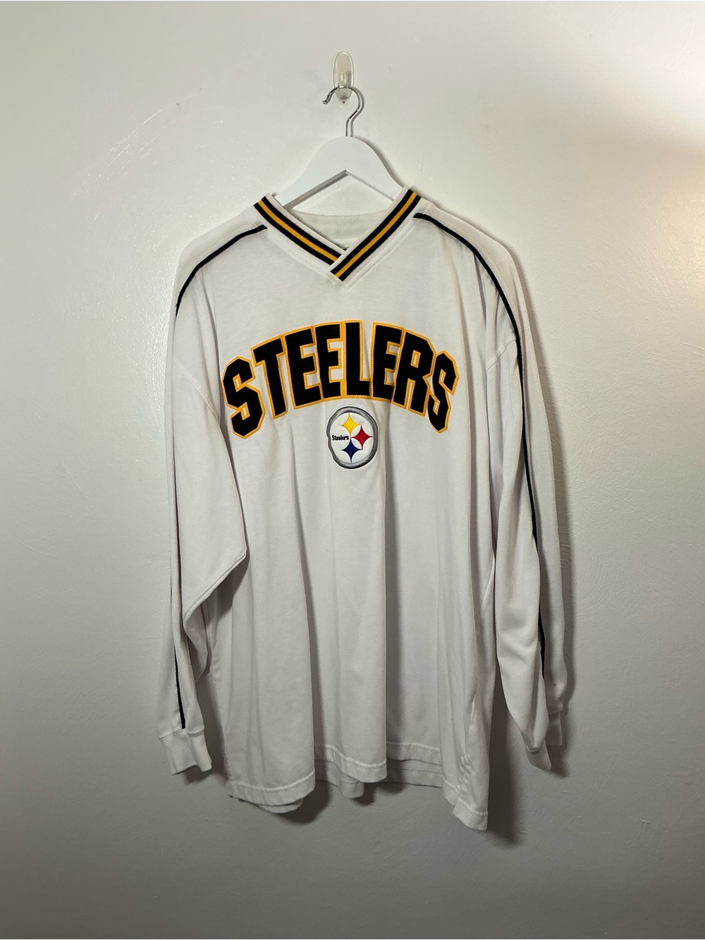Vintage Lee Sport Pittsburgh Steelers White Long Sleeve Pullover Size 2XL